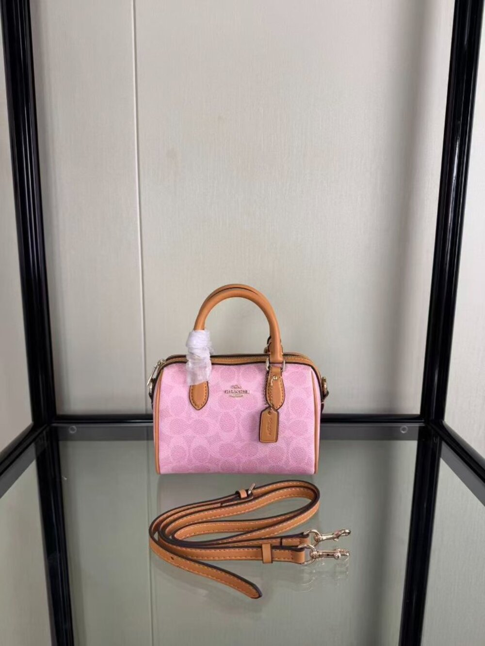 Coach Pink Signature Mini Rowan Satchel Bag